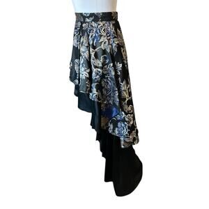 Christian Pellizzari Waterfall Floral Jacquard Satin Train Skirt sz 42 Italy
